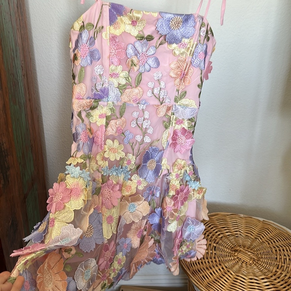 Dollskill sugar thrillz Floral Chiffon Dreams Mini Dress S - Picture 3 of 16